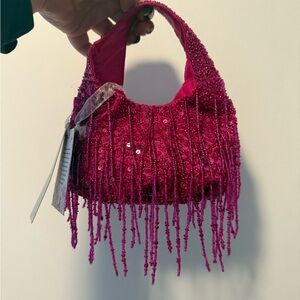 Elegant Pink Beaded Women's Bag